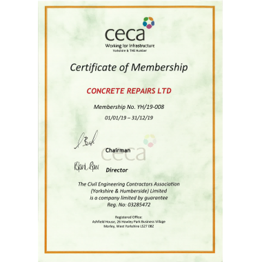 CECA Yorkshire & Humberside Mambership Certificate